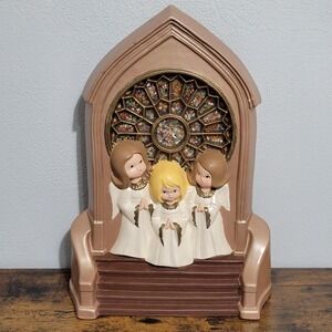1978 Ceramic Christmas Angel Choir Stained Glass Cathedral Window Byron Mold